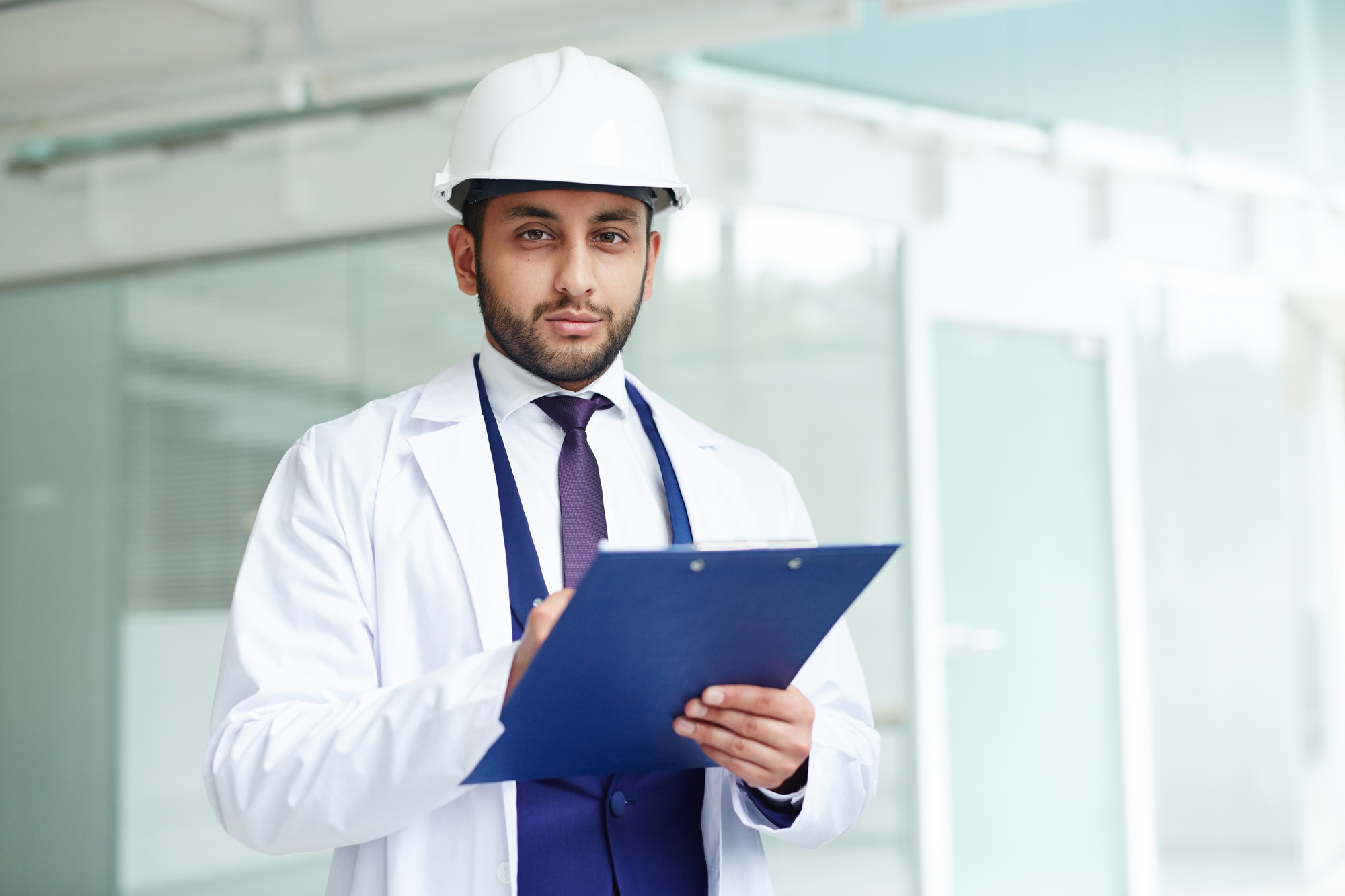 Worker in helmet